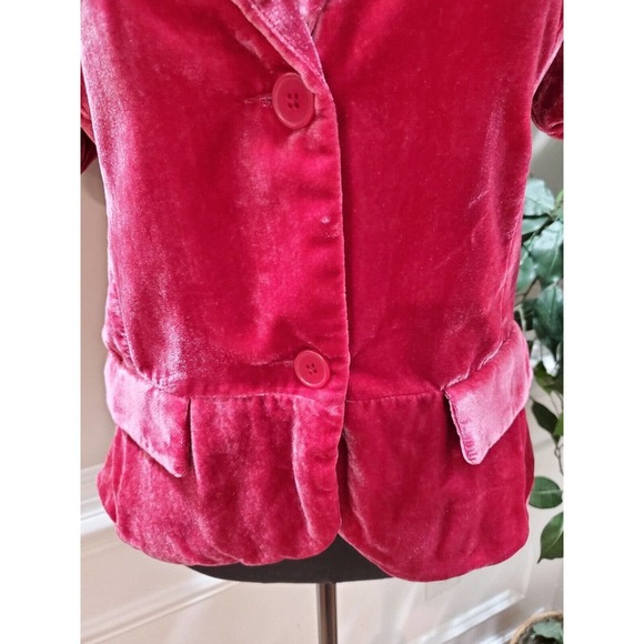 Old Navy Women Solid Red Viscose Short Sleeve Buttons Front Casual Jacket Size L - Picture 3 of 10
